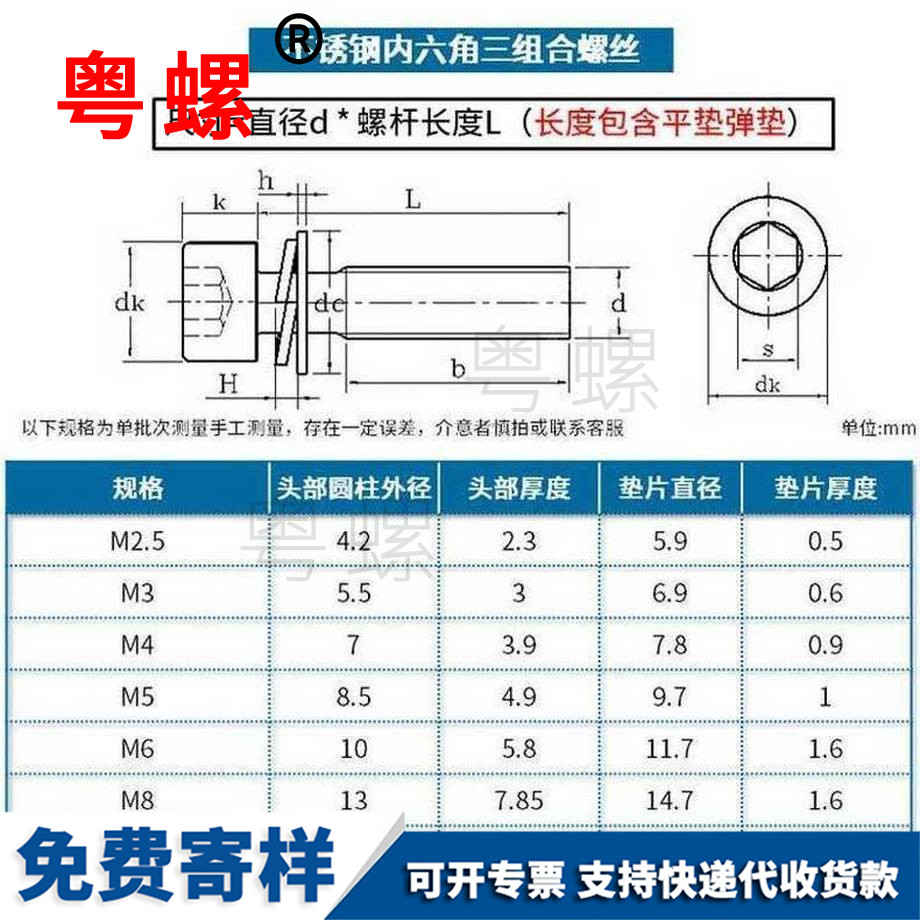 訂制8.8級(jí)內(nèi)六角秦皇島三組合螺絲